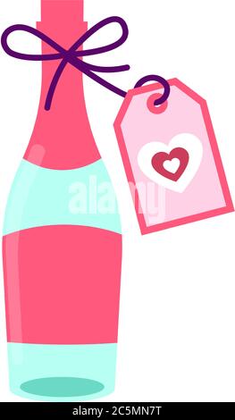 Champagner-Flaschen speziell für Valentinstag. Vektor. Stock Vektor