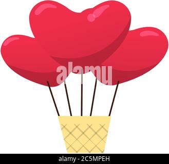 Hören Sie die Symboldarstellung des Heißluftballons. Valentinstag Konzept. Stock Vektor