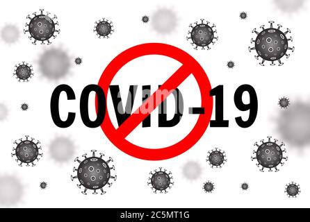 Stoppen Sie Coronavirus COVID-19. Gefährlicher Coronavirus-Ausbruch. Pandemisches medizinisches Konzept mit gefährlichen Zellen. Vektorgrafik Stock Vektor