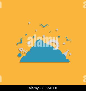 Großer Müllhaufen isoliert auf orangefarbenem Hintergrund. Flaches Design-Symbol. Stock Vektor