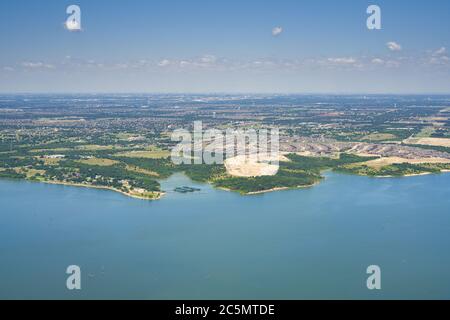 Luftaufnahme von Lavon Lake, Texas, USA. Stadt Lucas, Vorort Wohnanlage. Dallas-Fort Worth-Arlington Metropolitan Area. Stockfoto