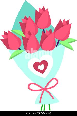 Vektor Bouquet von rosa Rosen auf weißem Hintergrund isoliert. Vectro EPS 10 Stock Vektor