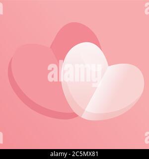 Happy Valentines Tag Pinkand Weiße Herzen auf rosa Hintergrund. Stock Vektor