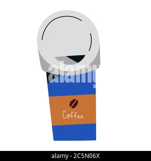 Einweg-Kaffeetasse oder -Tasse, Kaffee zu gehen Symbol, isolierte Vektor-Illustration, Doodle Kunst auf weißem Hintergrund Stock Vektor