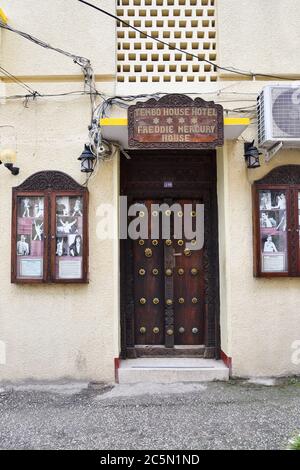 Stone Town, Sansibar - 7. Oktober 2019: Das Haus, in dem Freddy Mercury in Sansibar, Tansania, Afrika lebte Stockfoto