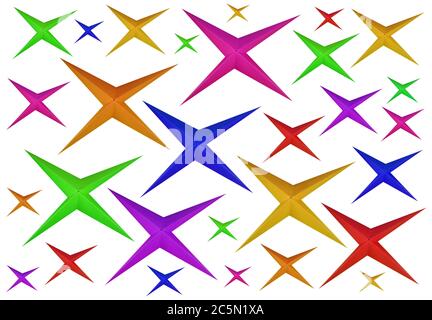 Bunte Papier Origami Sterne isoliert auf weißem Hintergrund Stockfoto