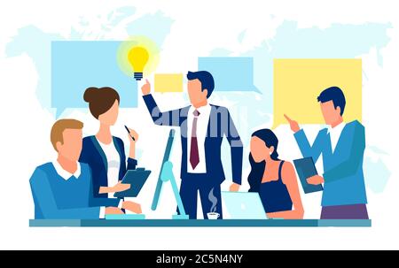 Vector eines Business-Teams Männer und Frauen diskutieren neue Projekte im Büro Stock Vektor