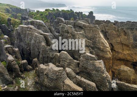 Punakaiki Pancake Rocks, Westküste, Südinsel, Neuseeland Stockfoto