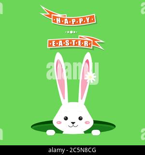 Osterhase in einem Loch Vektor Illustration Hintergrund Stock Vektor