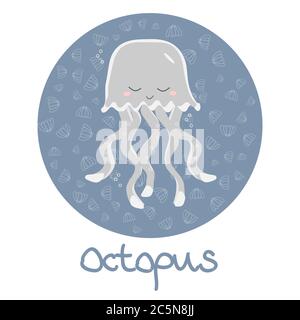 Niedliche Oktopus Vektor Illustration Hintergrund Stock Vektor