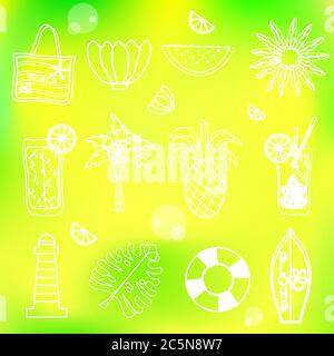 Linie Symbole Sommer Urlaub Set. Vektorgrafik Stock Vektor