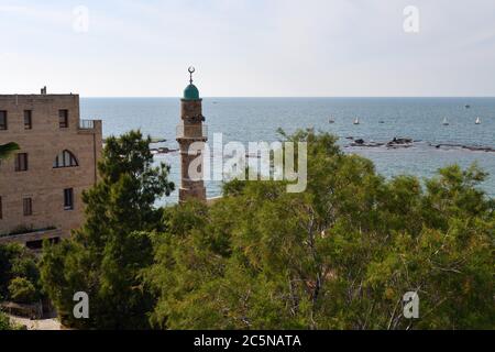 Al-Bahr Moschee oder Meeresmoschee in der Altstadt von Jaffa, Tel-Aviv, Israel. Es ist die älteste erhaltene Moschee in Jaffa, Israel Stockfoto