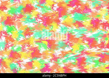 Abstrakte Pinselstriche tropische Farben weiße Leinwand Stockfoto