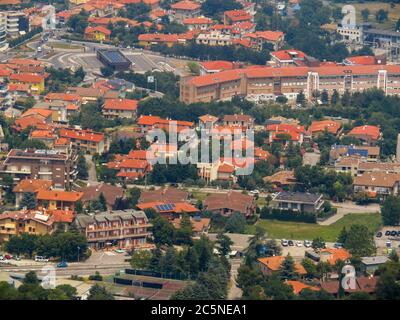 San Marino, San Marino Republik - 16. Juni 2017: Architektur der Stadt in San Marino Stockfoto