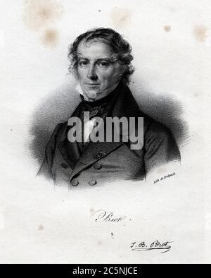 Porträt des französischen Physikers, Astronomen und Mathematikers Jean-Baptiste Biot (1774 – 1862) um 1820. Lithographie von François-Séraphin Delpech (1778 – 1825). Stockfoto