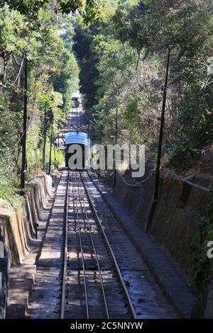 Blick von der Spitze des Santa Lucia Hügels, Santiago, Chile Stockfoto