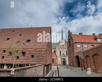 Kathedrale und Museum in der mittelalterlichen Stadt Ribe, Dänemark Stockfoto