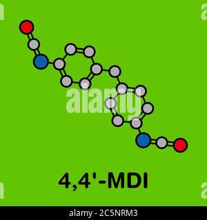 Methylen Diphenyl-Diisocyanat Molekül (MDI), Polyurethan (PU)-Baustein. Stockfoto