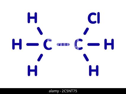 Chlorethan (Ethylchlorid) Lokalanästhetikum-Molekül. Skelettformel. Stockfoto