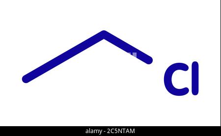 Chlorethan (Ethylchlorid) Lokalanästhetikum-Molekül. Skelettformel. Stockfoto