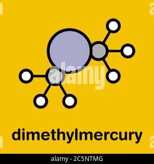 Dimethylquecksilber (Organomercury-Verbindung), chemische Struktur. Stockfoto