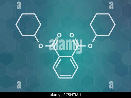 Dicyclohexyl Phthalat (DCP) Weichmacher Molekül. Skelettmuskulatur Formel. Stockfoto