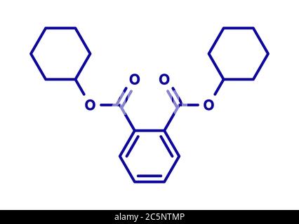 Dicyclohexyl Phthalat (DCP) Weichmacher Molekül. Skelettmuskulatur Formel. Stockfoto