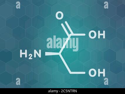 D-Serin Aminosäure Molekül. Enantiomer des L-Serin. Skelettmuskulatur Formel. Stockfoto