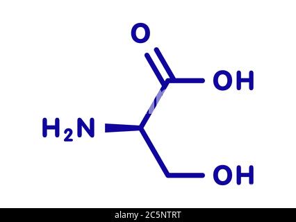 D-Serin Aminosäure Molekül. Enantiomer des L-Serin. Skelettmuskulatur Formel. Stockfoto