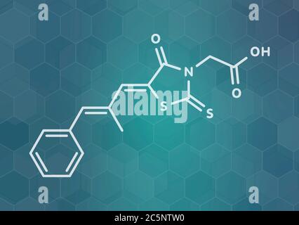 Epalrestat diabetische Neuropathie Droge Molekül (Natrium-glucose-Inhibitor). Skelettmuskulatur Formel. Stockfoto