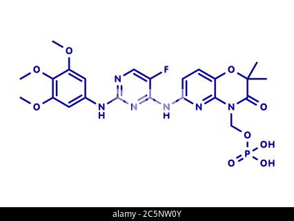 Fostamatinib rheumatoid Arthritis Droge Molekül (Syk-Inhibitor). Skelettmuskulatur Formel. Stockfoto