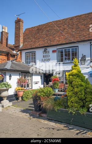 Das Red Lion Pub im biddenden Dorf kent Stockfoto