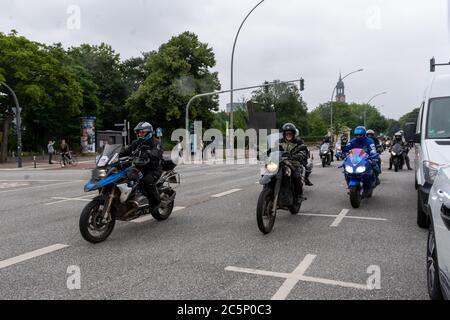 Biker, Demo, Korso, Hamburg, Reeperbahn, St. Pauli, Spielbudenplatz, 04.07.2020 Stockfoto