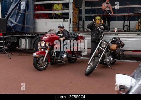 Biker, Demo, Korso, Hamburg, Reeperbahn, St. Pauli, Spielbudenplatz, 04.07.2020 Stockfoto