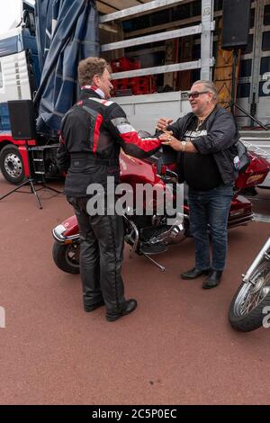 Biker, Demo, Korso, Hamburg, Reeperbahn, St. Pauli, Spielbudenplatz, 04.07.2020 Stockfoto