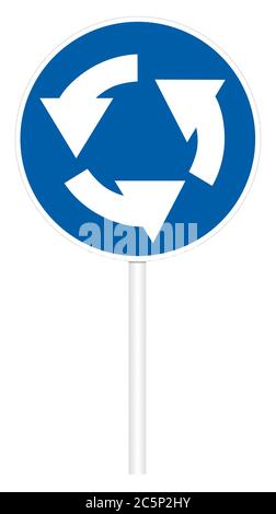 Präskriptive Verkehrszeichen isoliert auf weißer 3D-Abbildung - kreisförmige Bewegung Stockfoto