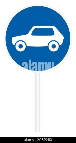 Präskriptive Verkehrszeichen isoliert auf weißen 3D-Illustration - Bewegung von Autos Stockfoto