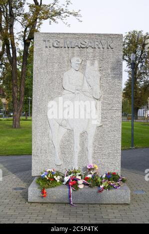 Denkmal von Tomas Garyk Masaryk ( TGM, Thomas Garrigue Masaryk ), erster tschechoslowakischer Präsident, Cesky Tesin, Schlesien, Tschechische republik / Tschechien Stockfoto