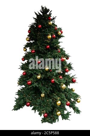 Weihnachtsbaum isoliert auf weißem Hintergrund. Beschneidungspfad für Ihr Design enthalten Stockfoto