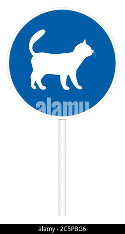 Verschreibungspflichtige Verkehrszeichen isoliert auf weißer 3D-Abbildung - Katzenkatze Stockfoto