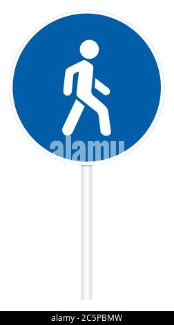 Verschreibungspflichtige Verkehrszeichen isoliert auf weißer 3D-Abbildung - Fußgänger Pfad Stockfoto