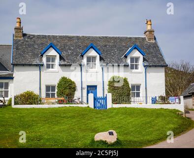 Traditionelles Haus mit Dachfenstern auf der Insel Iona, Mull, Innere Hebriden, Schottland, Großbritannien Stockfoto