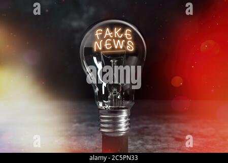 Handschrift Text Schreiben Fake News. Konzeptionelle Foto falsche Informationen veröffentlichen unter dem Deckmantel, authentische Nachrichten realistisch gefärbte Vintage-Licht Stockfoto