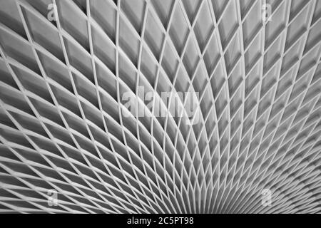 Innenansicht der gerippten Betonkuppel des Palazzetto dello Sport in Rom Stockfoto