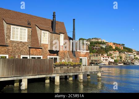 Ufergegendhäuser in Tiburon, Marin County, Kalifornien, USA Stockfoto