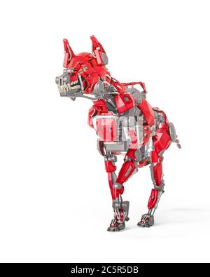 Cyber-Sicherheit Hund ist Stalking in weißem Hintergrund, 3d-Illustration Stockfoto
