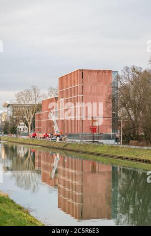 Straßburg, Frankreich - 28. Jan 2018: Baustelle des türkischen Konsulats in Straßburg in der Nähe des Ill-Ufers Stockfoto