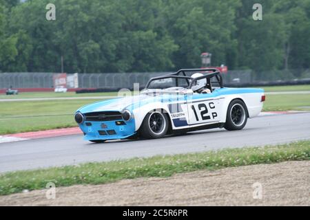 Biegen Sie an der Mid-Ohio Sports Car Course SVRA 2020 zwei ab. Stockfoto