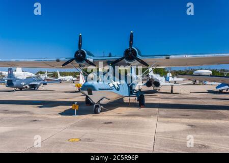 Konsolidierte PBY-5A Catalina im Naval Air Museum in Pensacola, Florida - Heimat der Blue Angels. Stockfoto