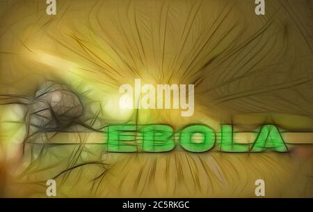 Wort EBOLA schreiben auf Linien Ende optische flares Hintergrund Stockfoto